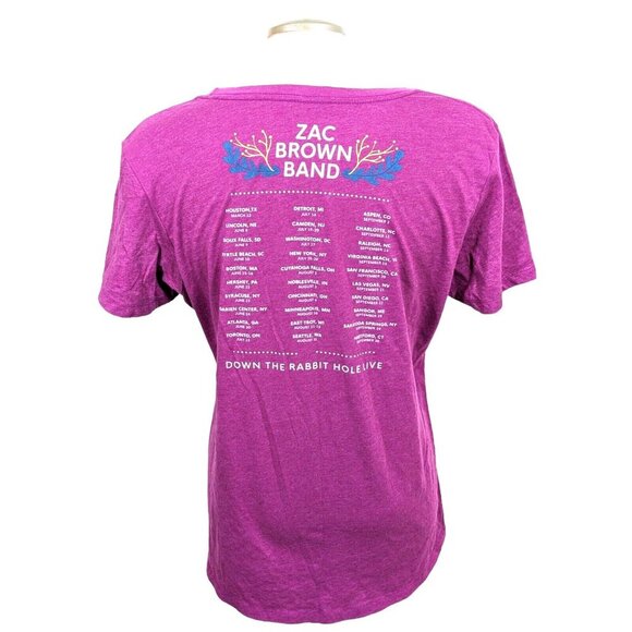 Zac Brown Band T Shirt 2019 Down The Rabbit Hole Live Tour Cities Plus XXL Pink - Picture 2 of 5